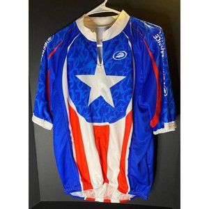 Performance Mens XL Blue White Red Captain America Cycling Jersey Outdoors